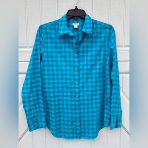 J.Crew Blue Gingham Button-Down Shirt – Size Small | Lightweight + Easy